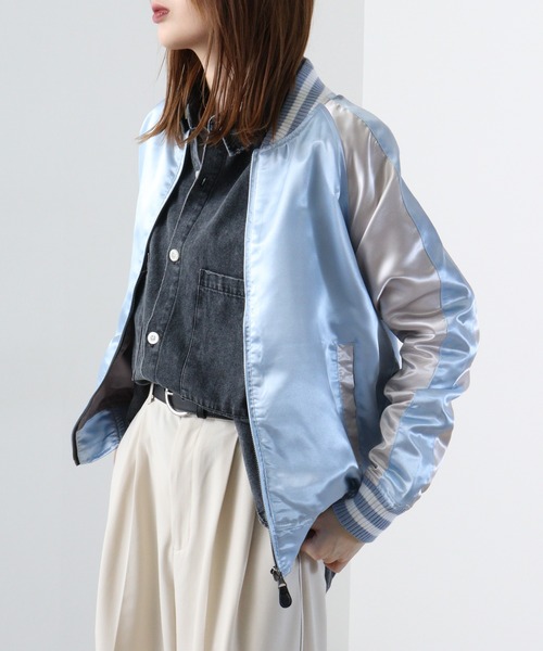 「ACE」 「kongow」スカジャン M サックスブルー メンズ_画像2