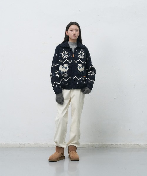 HYKE ハイク ニット カウチンセーター ジップアップニットジャケット カウチンセーター ジップアップニットジャケット ニット ウール