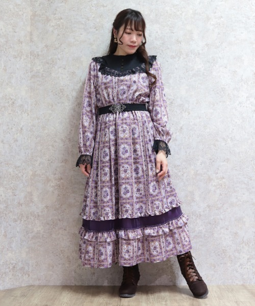 PUTUMAYO プトマヨ　ステンドグラス柄ワンピース axes femme（アクシーズ ファム） ワンピース ローズ・ステンドグラス