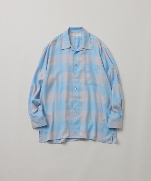 シャツ 「FOLL / フォル」summer modal check open collar shirt メンズの画像
