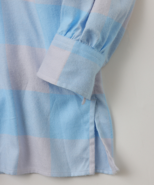 シャツ 「FOLL / フォル」summer modal check open collar shirt メンズの画像