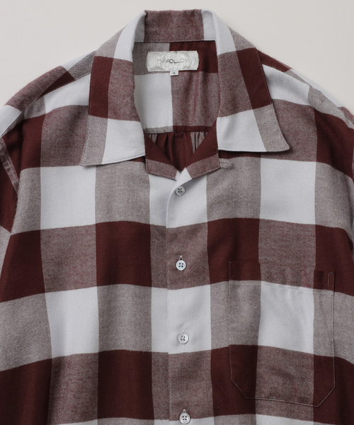 シャツ 「FOLL / フォル」summer modal check open collar shirt メンズの画像