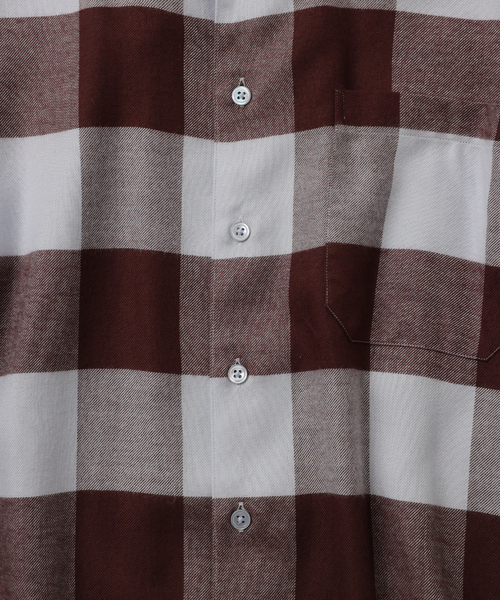 シャツ 「FOLL / フォル」summer modal check open collar shirt メンズの画像