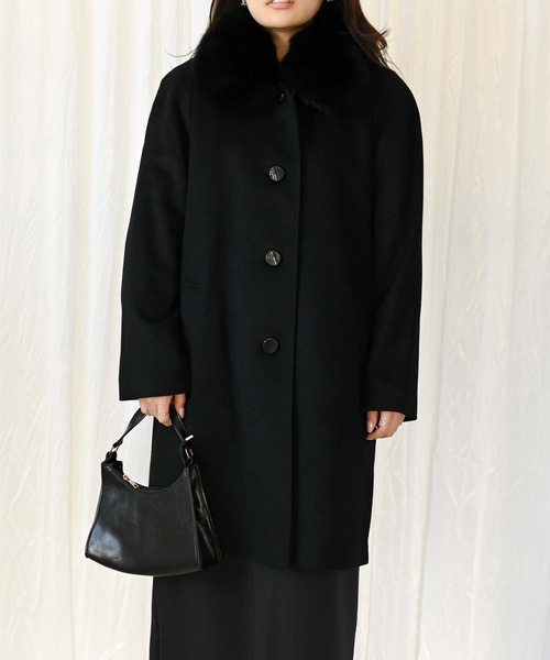 ＆HALF 喪服 ステンカラーコート コート カシミアウールコート（90cm丈 