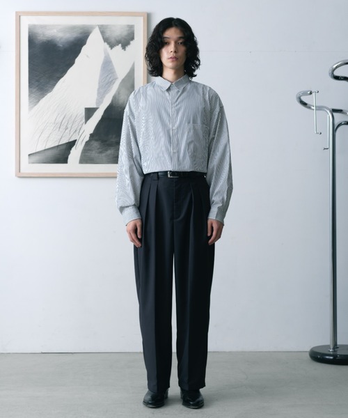 「SINSS」 長袖シャツ MEDIUM チャコール メンズ_画像3