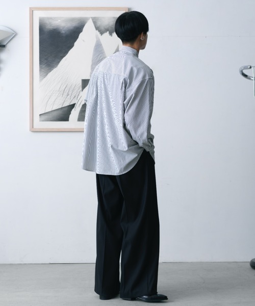 「SINSS」 長袖シャツ MEDIUM チャコール メンズ_画像8