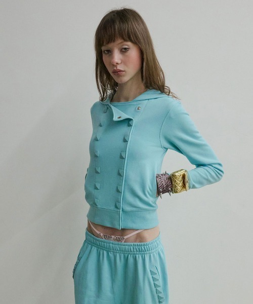 sculptor Napoleon Stud Hoodie エメラルドブルー SCULPTOR（スカルプター） パーカー Napoleon Stud Hoodie レディース