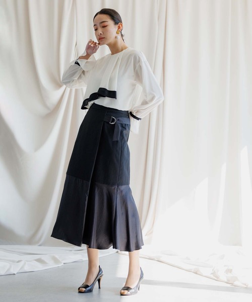 「RAW FUDGE」 長袖ブラウス M グレイッシュベージュ レディース_画像2