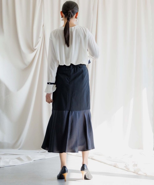 「RAW FUDGE」 長袖ブラウス M グレイッシュベージュ レディース_画像4