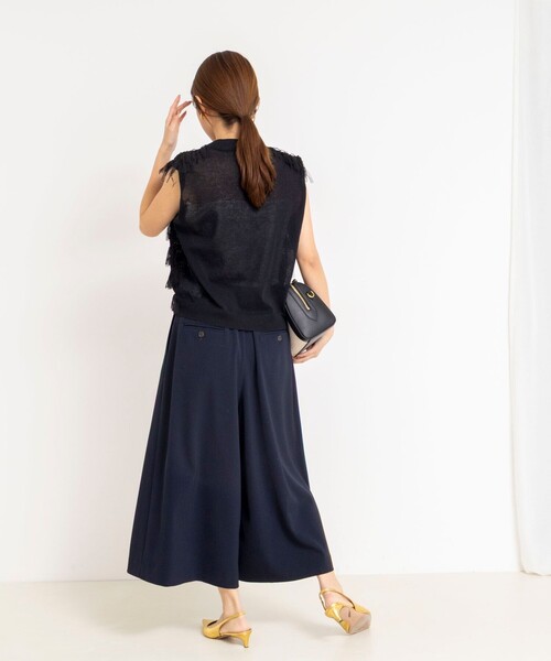 Theory 24SS ウォッシャブル ワイド クロップド パンツ 黒 NOLLEY'S（ノーリーズ） パンツ ウォッシャブルクロップドワイドツイル