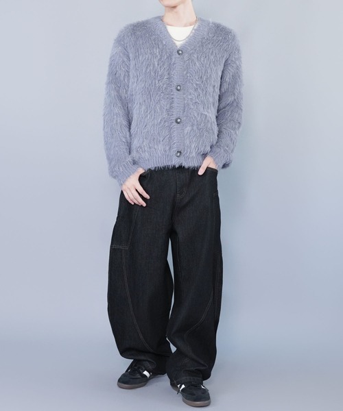 「SPINNS」 「makes style!」ニットカーディガン ONESIZE ブラック メンズ_画像8