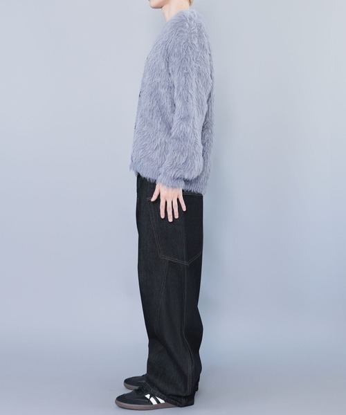 「SPINNS」 「makes style!」ニットカーディガン ONESIZE ブラック メンズ_画像9