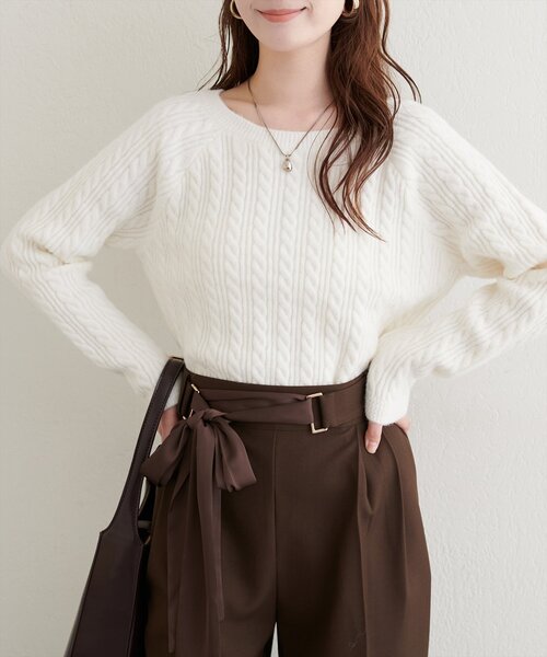 「natural couture」 長袖ニット FREE グリーン レディース_画像3