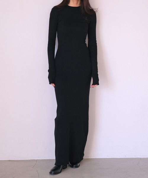 「AKTE」 ニットワンピース TALL カーキ レディース_画像9