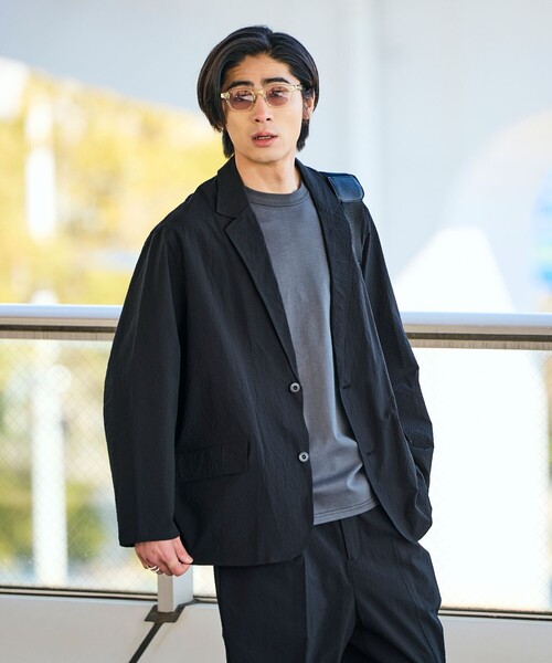 FREAK'S STORE ブラック テーラードジャケット セットアップ FREAK'S STORE/Relax Fit リラックスフィット ツイル セットアップ