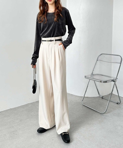 「GeeRA」 スラックス SMALL チャコール レディース_画像4