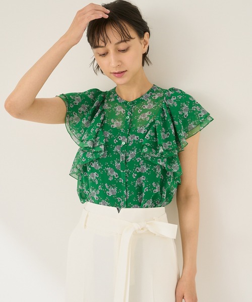 ANAYI ノースリーブ ブラウス グリーン サイズ38 アナイ ANAYI（アナイ） ノースリーブブラウス 38 グリーン レディース