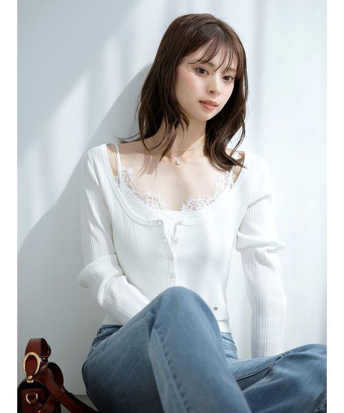 SNIDEL❤️新品未使用❤️レーストリムニットアンサンブル❤️完売 ブルー❤️ SNIDEL（スナイデル） ニット セーター レーストリムニット