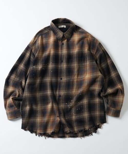 「FREAK'S STORE」 長袖シャツ MEDIUM ブラウン メンズ_画像4