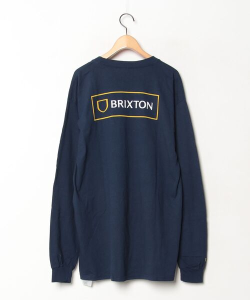 「BRIXTON」 ワンポイント長袖Tシャツ L ネイビー メンズ_画像2