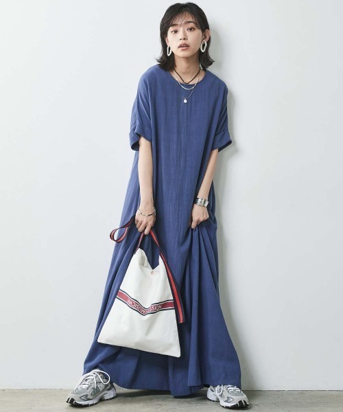 「CHIC STYLE」 半袖ワンピース 4L ブラック レディース_画像7