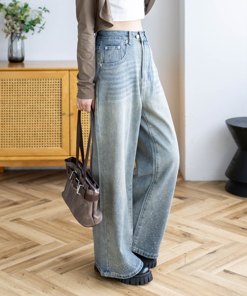 clear ワイドパンツ ジーンズ デニム デニムパンツ 「低身長対応
