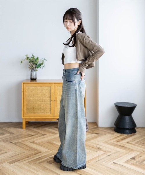 clear ワイドパンツ ジーンズ デニム デニムパンツ 「低身長対応