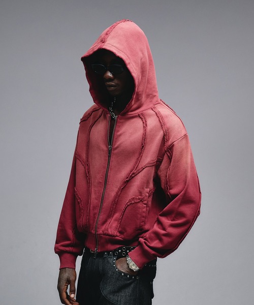 「ANDER HUNK」 ジップアップパーカー MEDIUM レッド メンズ_画像4