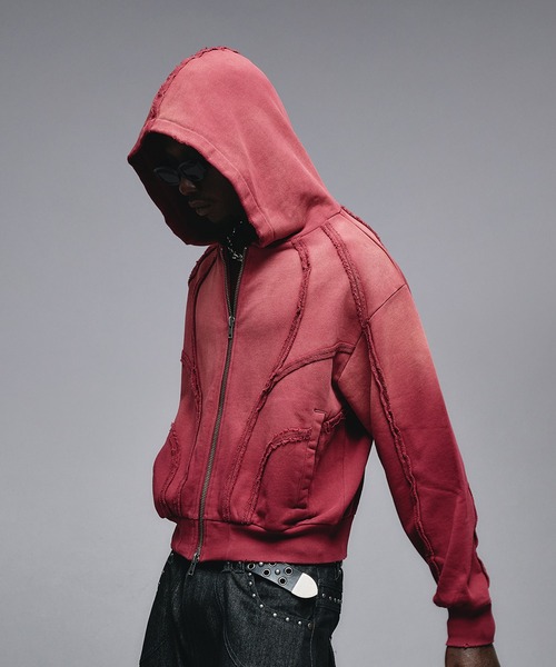 「ANDER HUNK」 ジップアップパーカー MEDIUM レッド メンズ_画像6