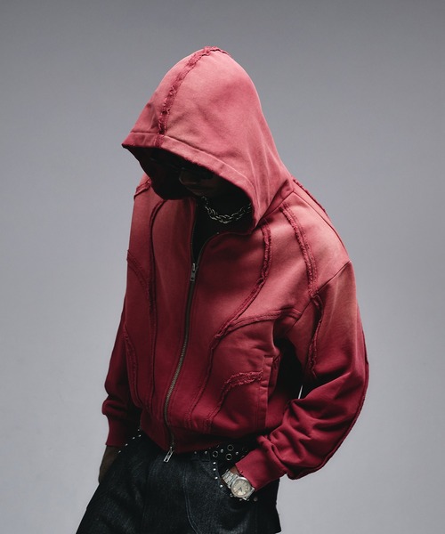 「ANDER HUNK」 ジップアップパーカー MEDIUM レッド メンズ_画像8