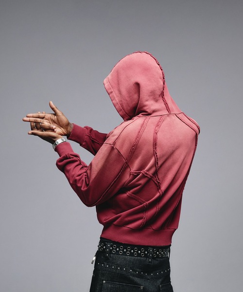 「ANDER HUNK」 ジップアップパーカー MEDIUM レッド メンズ_画像9