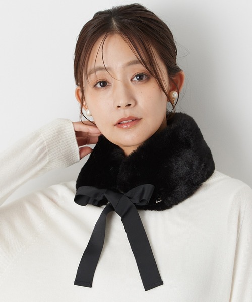 FURLA（フルラ） マフラー ストール フェイクファーマフラー リボン