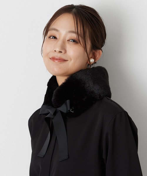 FURLA（フルラ） マフラー ストール フェイクファーマフラー リボン
