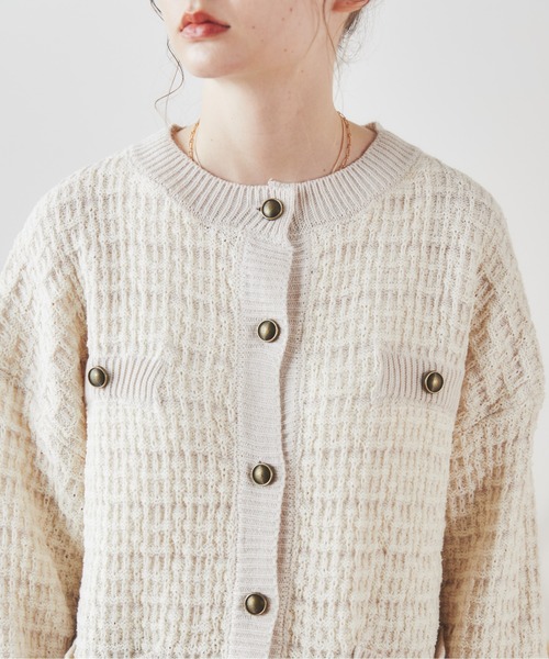 ANGIE カーディガン ツイードライクニットカーディガン レディース