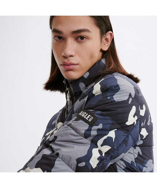 AIGLE ダウンジャケット ダウン 撥水オールオーバープリントダウン 