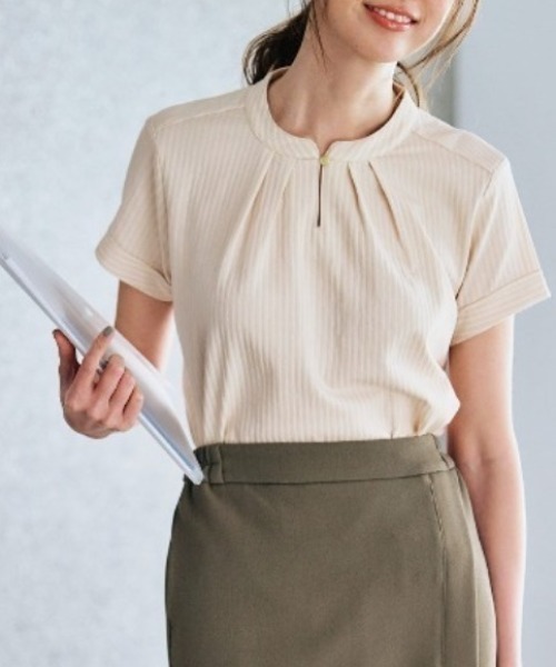 ブラウス シャツ ＩＥＤＩＴ　Ｔシャツ感覚で着られるカットソーストライプブラウス レディース IEDIT[イディット] Tシャツ感覚で着られるカットソーストライプ