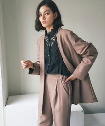 ベージュ ノーカラージャケットとパンツセット　new order セレモニースーツ セットアップ 入園式 卒業式 「自宅で洗える」 ノー