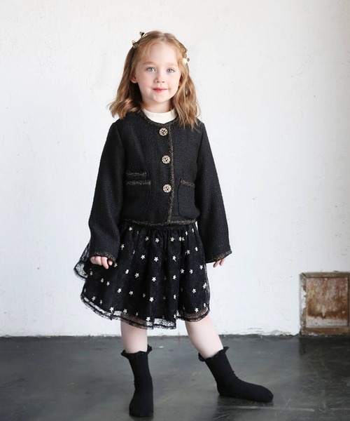 Rora（ローラ） スカート マガニー スカート / 花柄 チュール ブラック