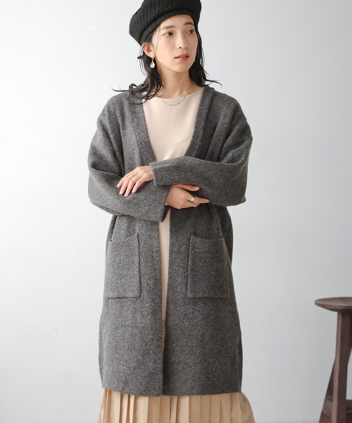 彩•*¨*♬様 スコットクラブ購入ロングカーディガン ミディウミソリッド Bou Jeloud カーディガン ニットロングカーディガン レディース
