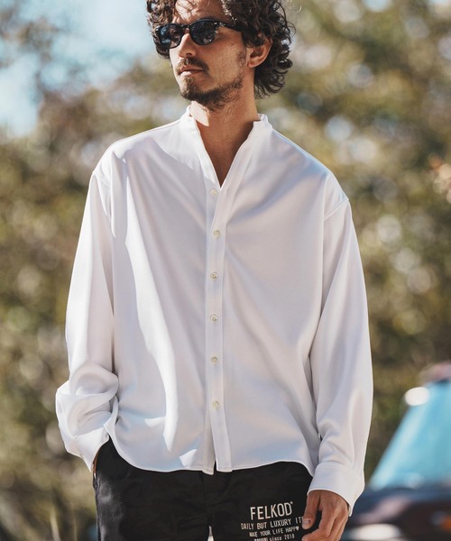 felkod シャツ ms5525-Oversize Band Collar Shirts バンド