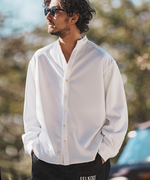 シャツ Mr Pigment Short Sleeve Shirt (3color) felkod シャツ ms5525-Oversize Band Collar Shirts バンド