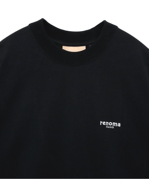 renoma PARIS 黒 モックネックシャツ renoma PARIS tシャツ LOGO MOCK NECK T-SHIRT メンズ