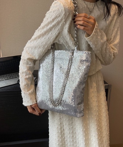 ap retro ショルダーバッグ バッグ スパンコールチェーン付き