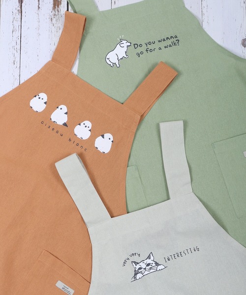 papier パピエ エプロン 値下げしました FUNALIVE エプロン PAGE ONE フラワーミモザ H型エプロン