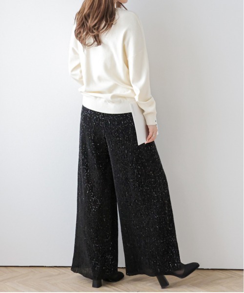 パンツ スパンコールグリッタープリーツワイドパンツ レディース
