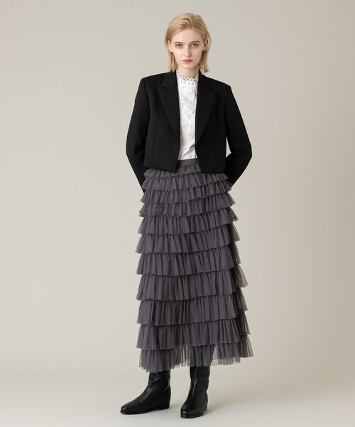 アルアバイル　ルルウィルビー チュールティアードプリーツスカート LOULOU WILLOUGHBY】ティアードチュールスカート|allureville