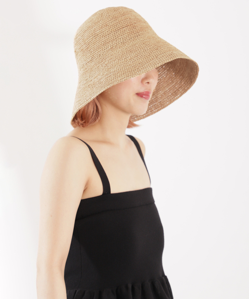 ほぼ未使用 メゾンエヌアッシュパリ MAISON N.H ラフィアハット MAISON N.H PARIS（メゾンエヌ アッシュパリ） 帽子 ハット レディース