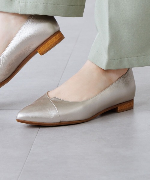 パンプス 「Made in Japan」アシンメトリーVカットフラットパンプス/641316の画像