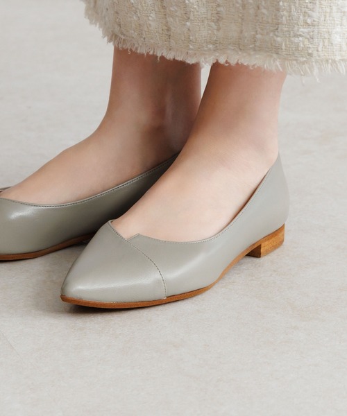 パンプス 「Made in Japan」アシンメトリーVカットフラットパンプス/641316の画像