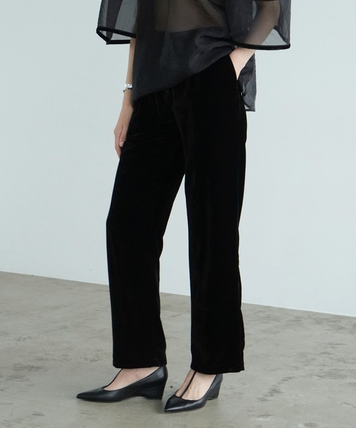 CLANE（クラネ） ワイドパンツ スラックス パンツ VELOR TUCK WIDE
